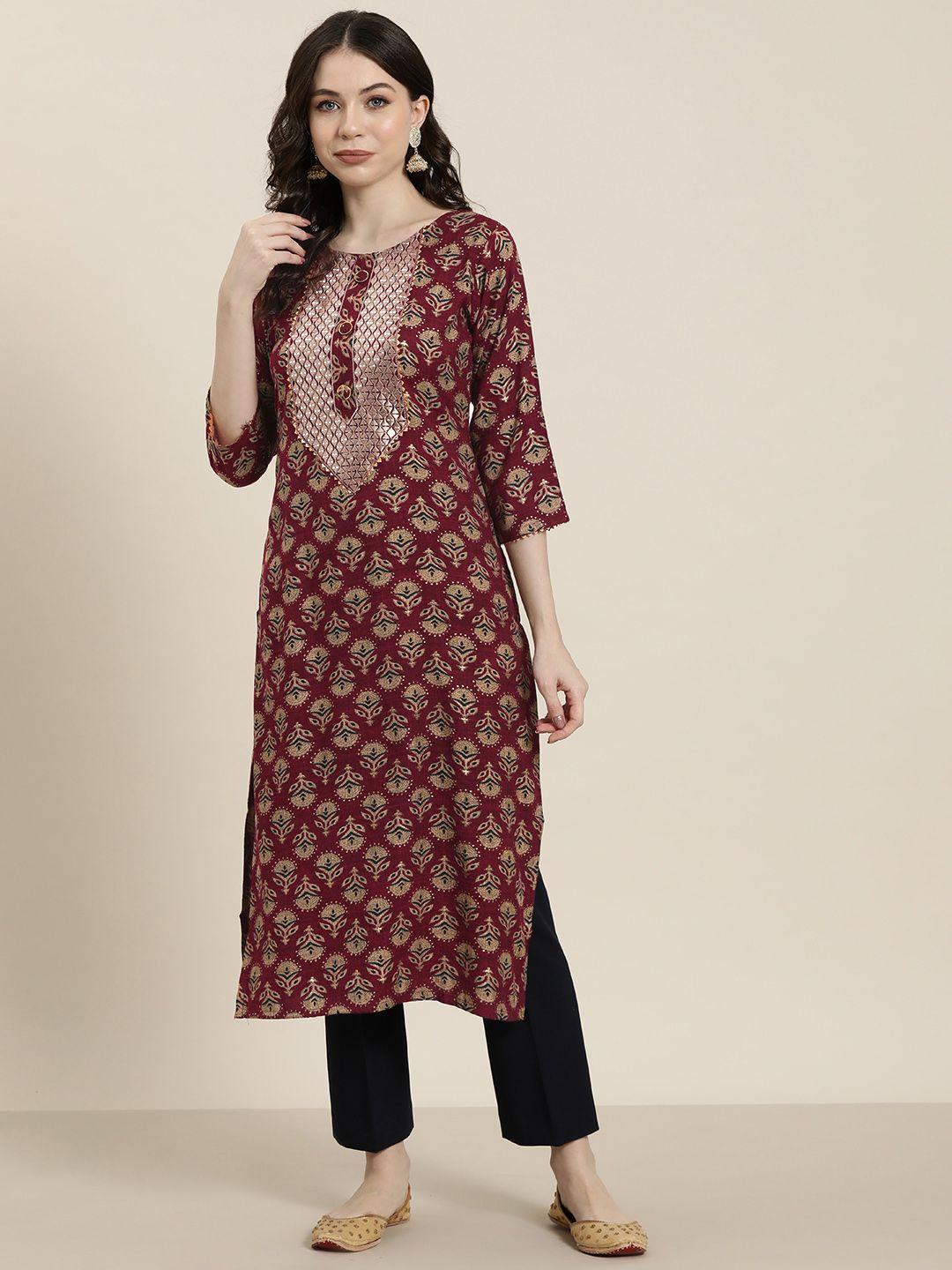 tikhi imli ethnic motifs printed gotta patti kurta