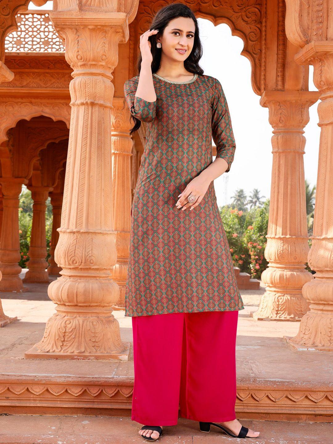 tikhi imli ethnic motifs printed straight kurta