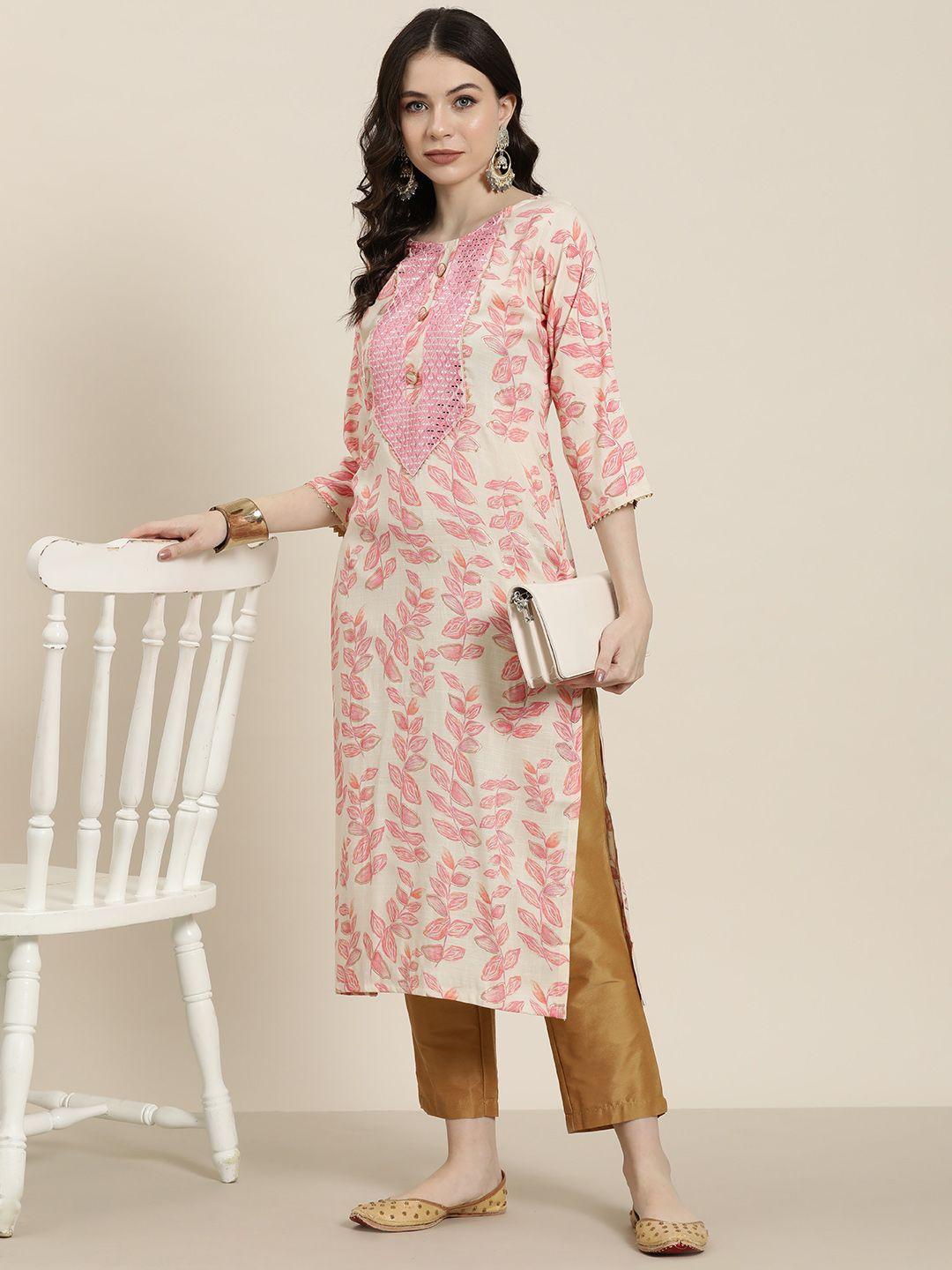 tikhi imli floral printed gotta patti kurta