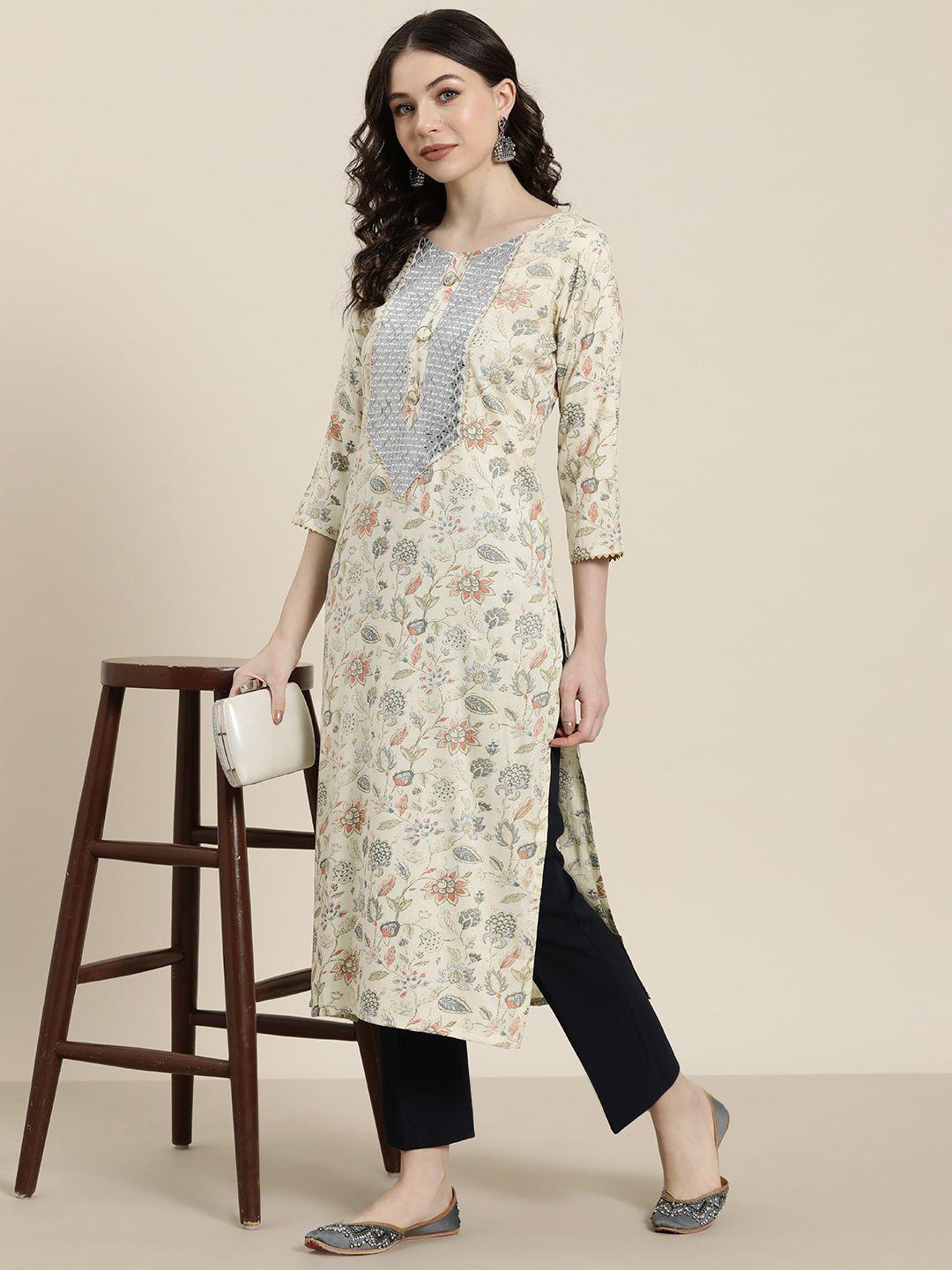 tikhi imli floral printed gotta patti kurta