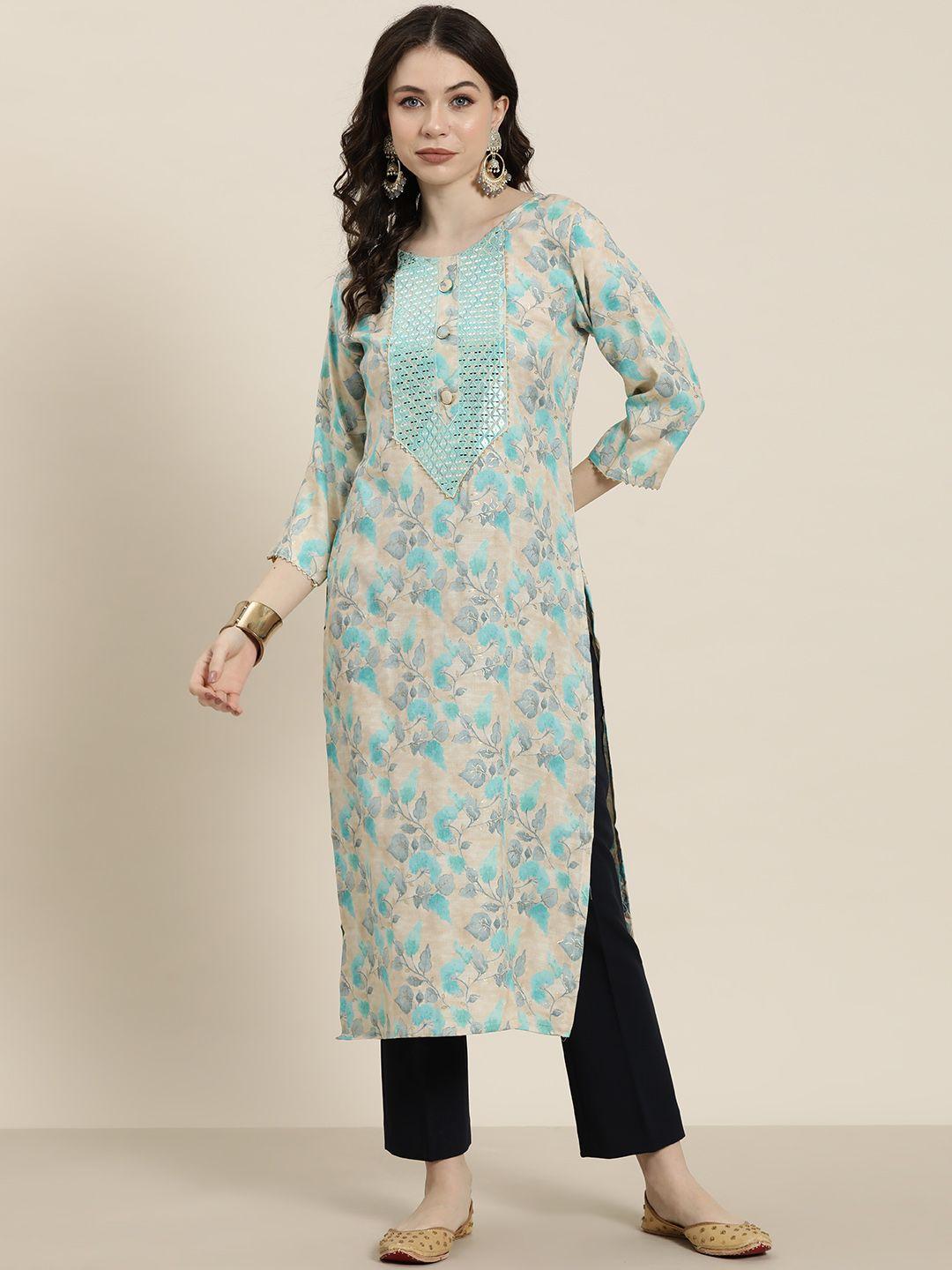 tikhi imli floral printed gotta patti kurta