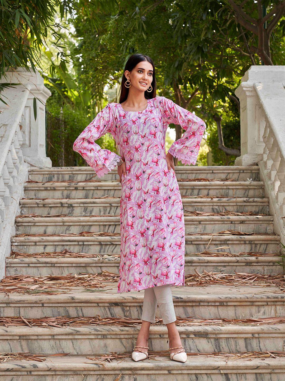 tikhi imli floral printed straight kurta