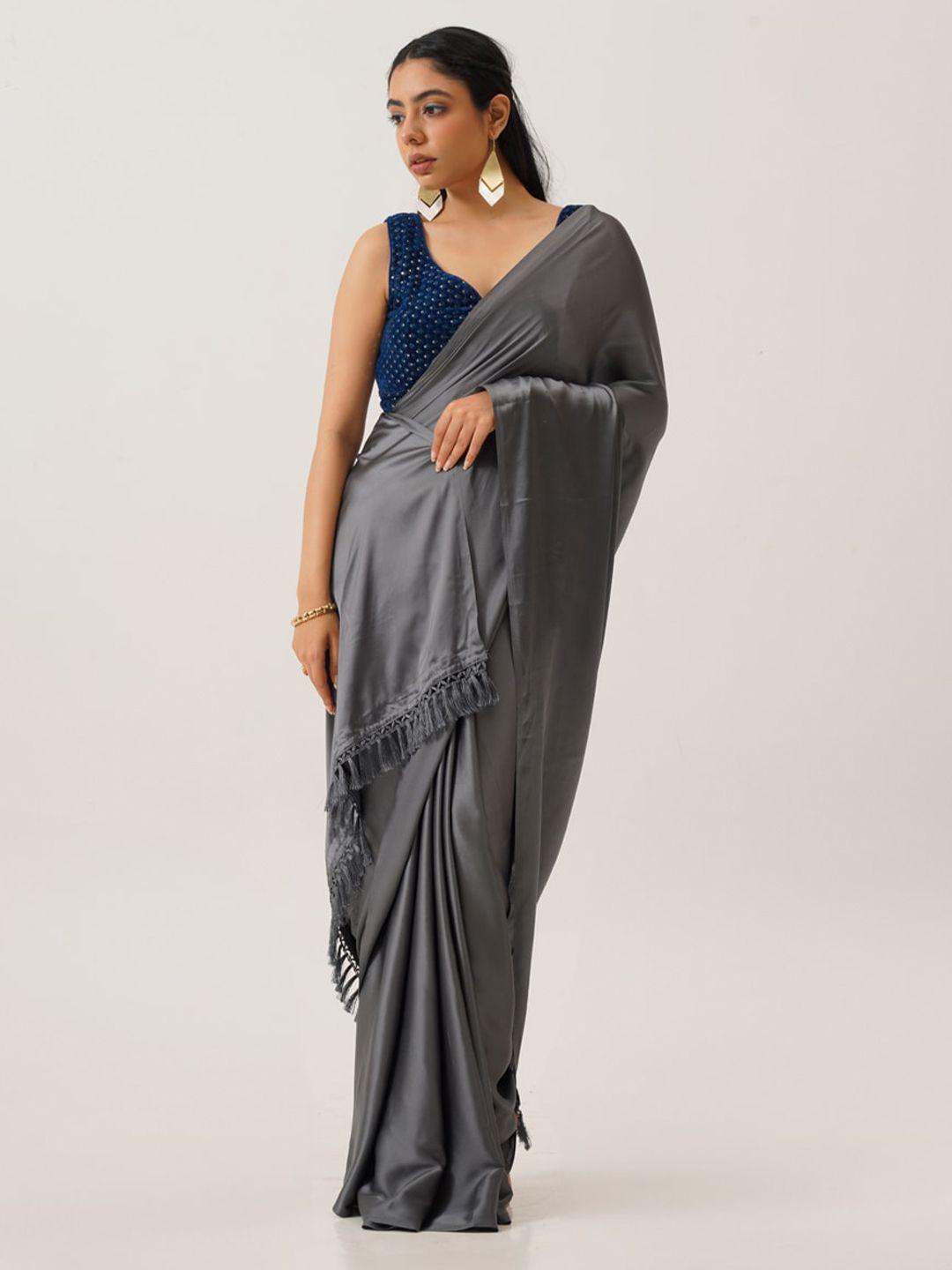 tikhi imli satin saree with stitched blouse