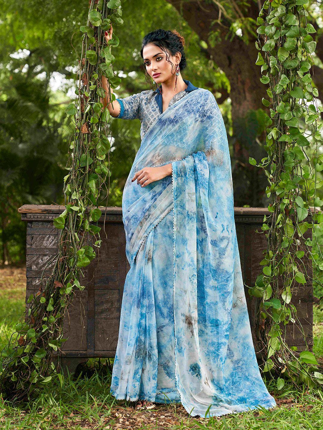 tikhi imli tie and dye chiffon saree