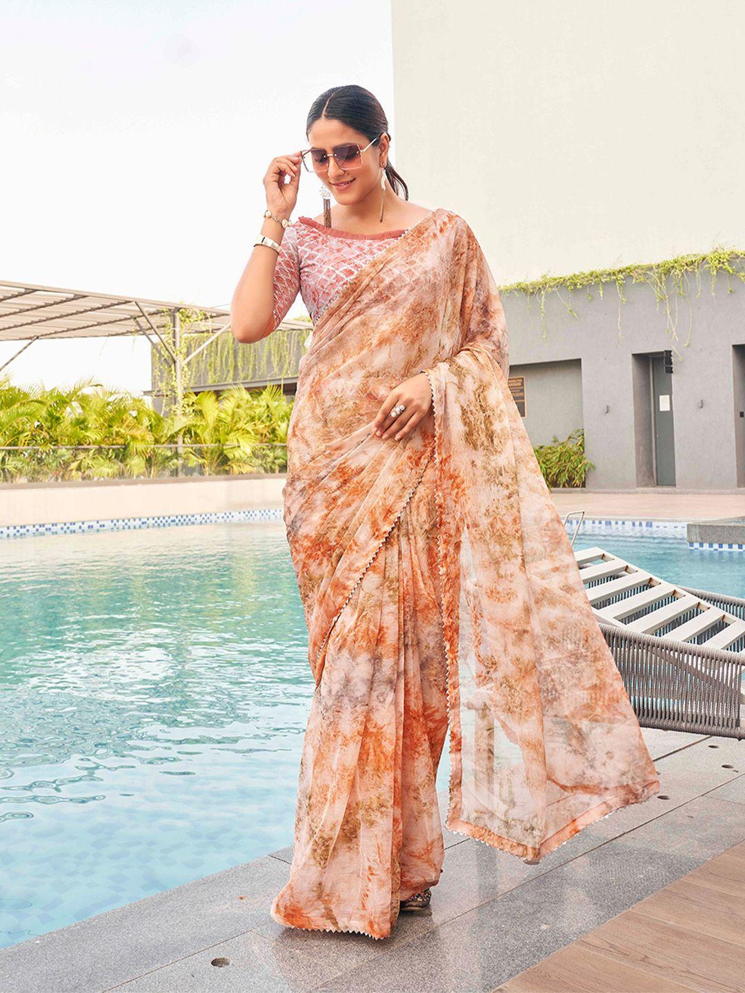 tikhi imli tie and dye chiffon saree