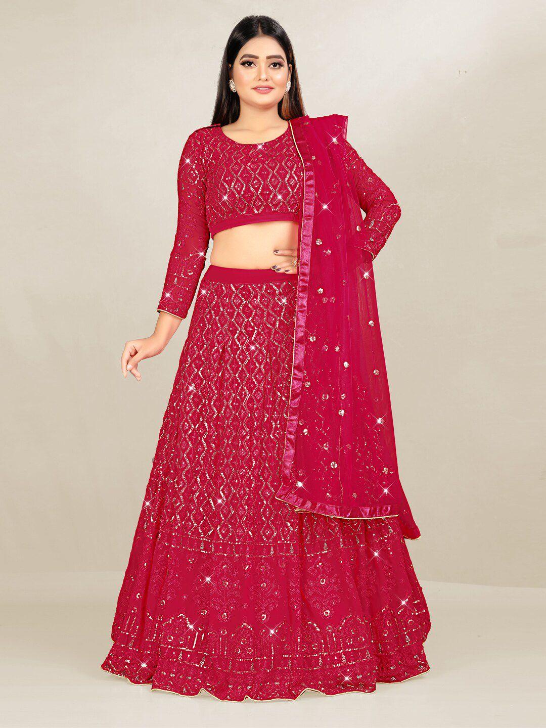 tikodi sequin embroidered semi-stitched lehenga & unstitched blouse with dupatta