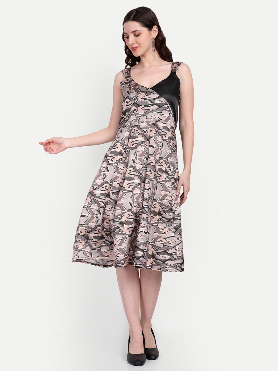 tilism abstract printed silk fit & flare dress