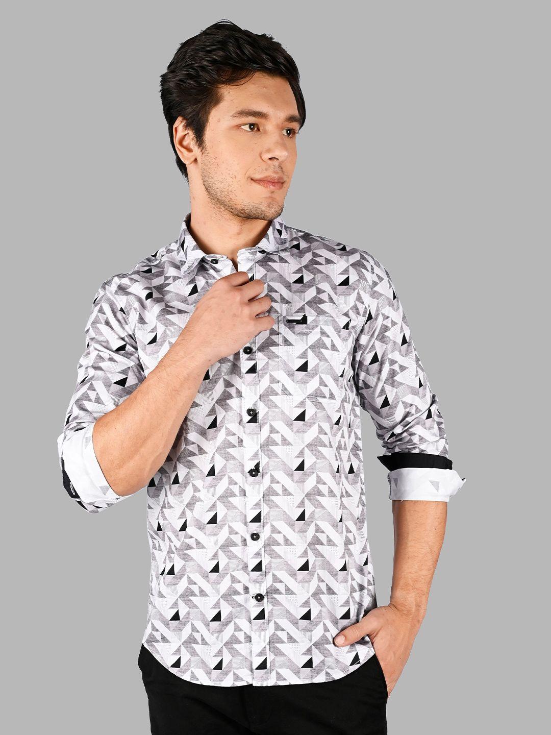 tim paris comfort geometric printed cotton casual shirt