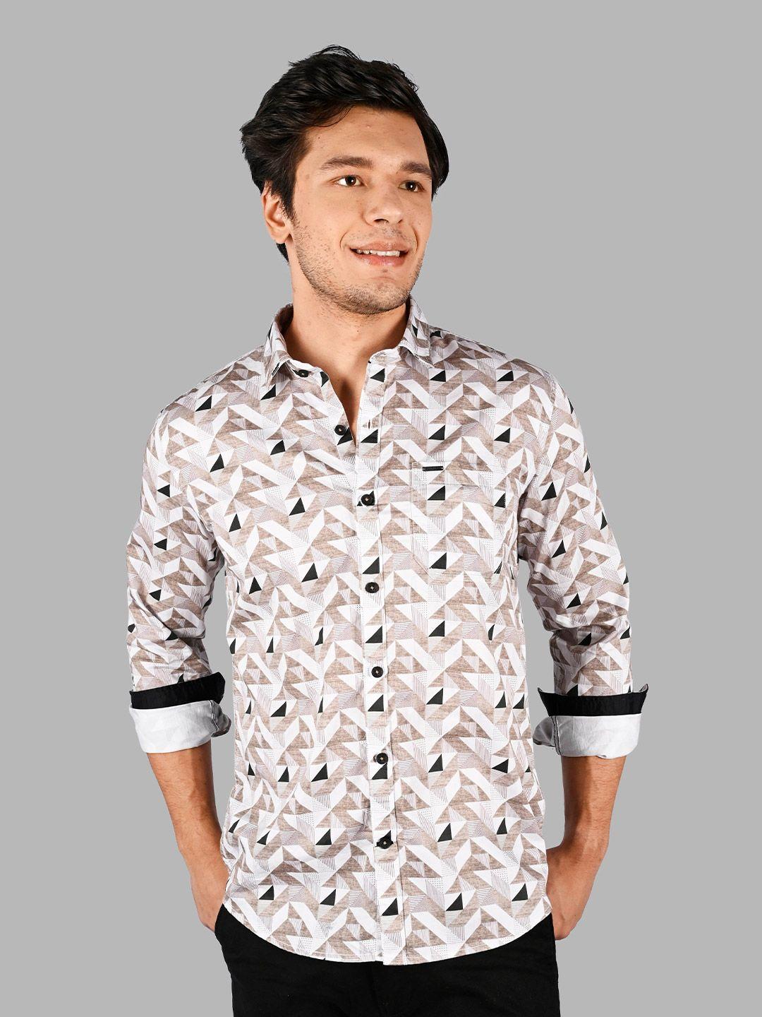 tim paris comfort geometric printed cotton casual shirt