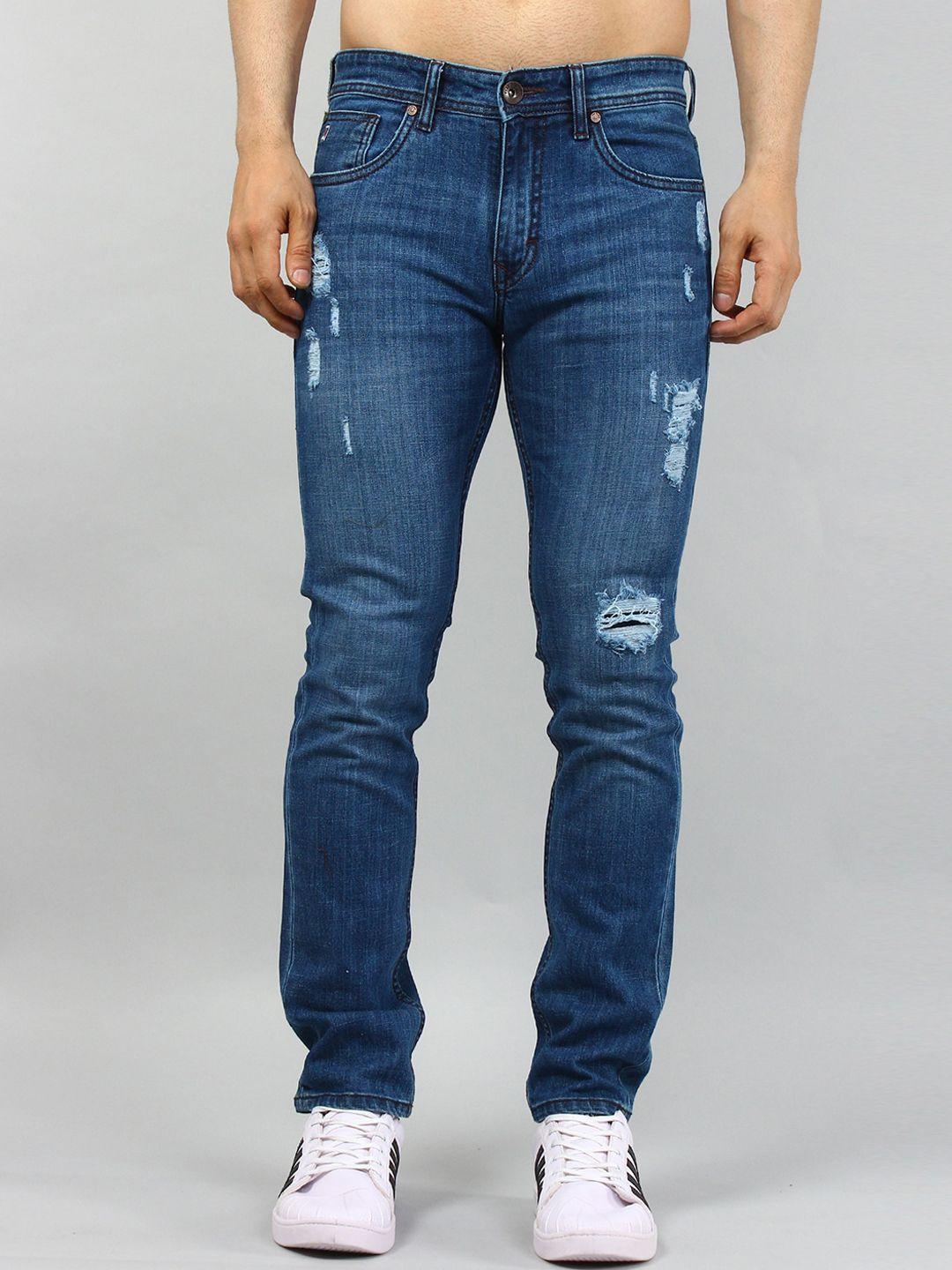 tim paris comfort mildly distressed light fade mid-rise regular fit stretchable jeans