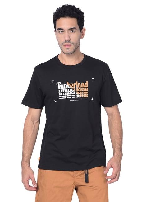 timberland black regular fit printed crew t-shirt