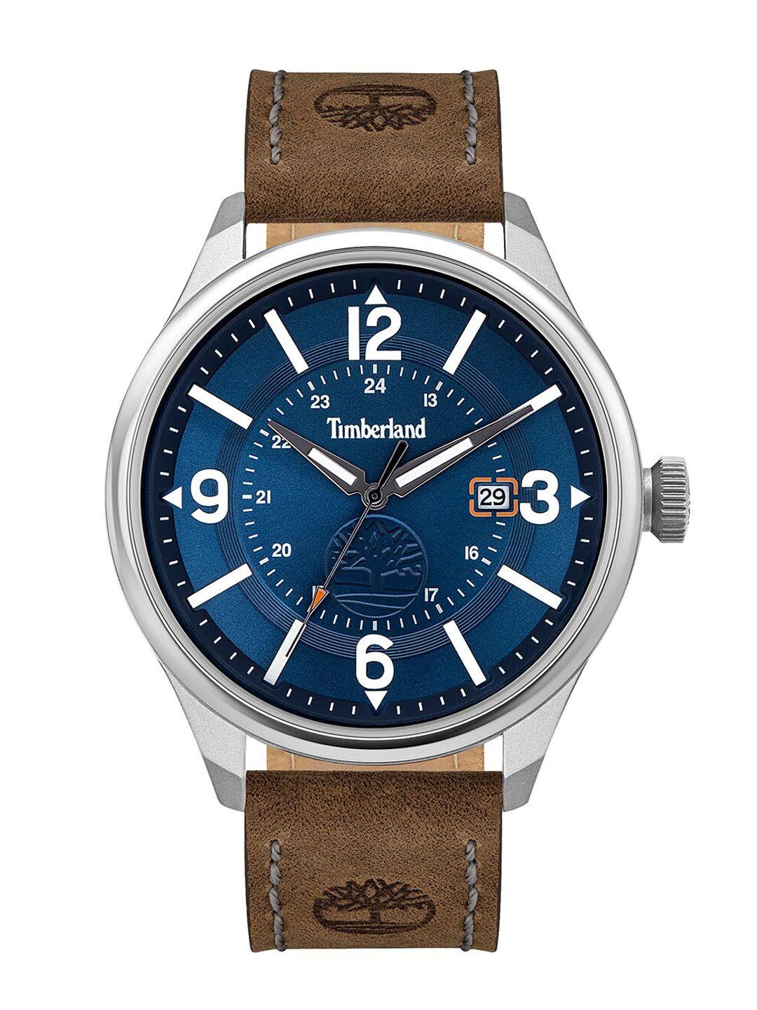 timberland blake men blue & brown textured analogue watch tbl.14645jys/03m