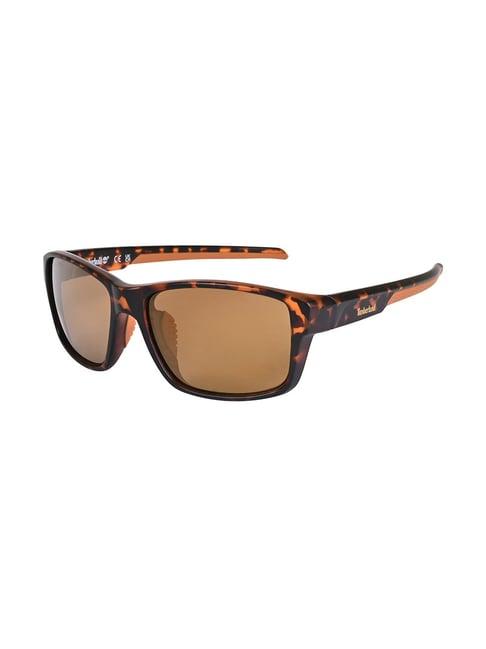 timberland brown rectangular uv protection sunglasses for men