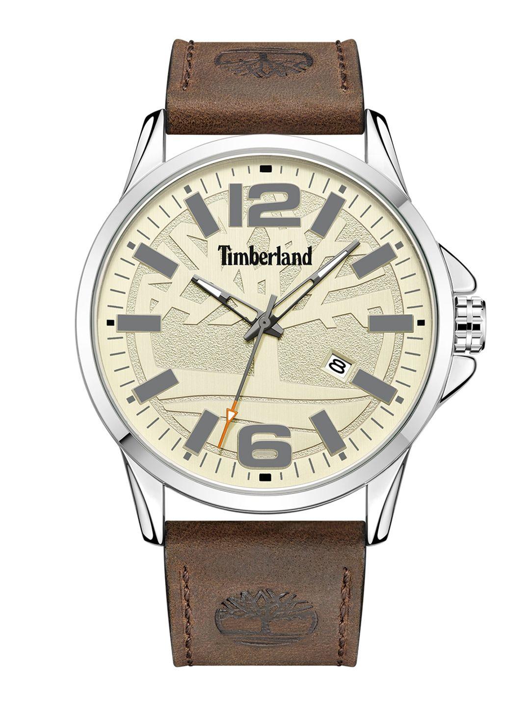 timberland men beige & brown solid analogue watch tdwgb2131802