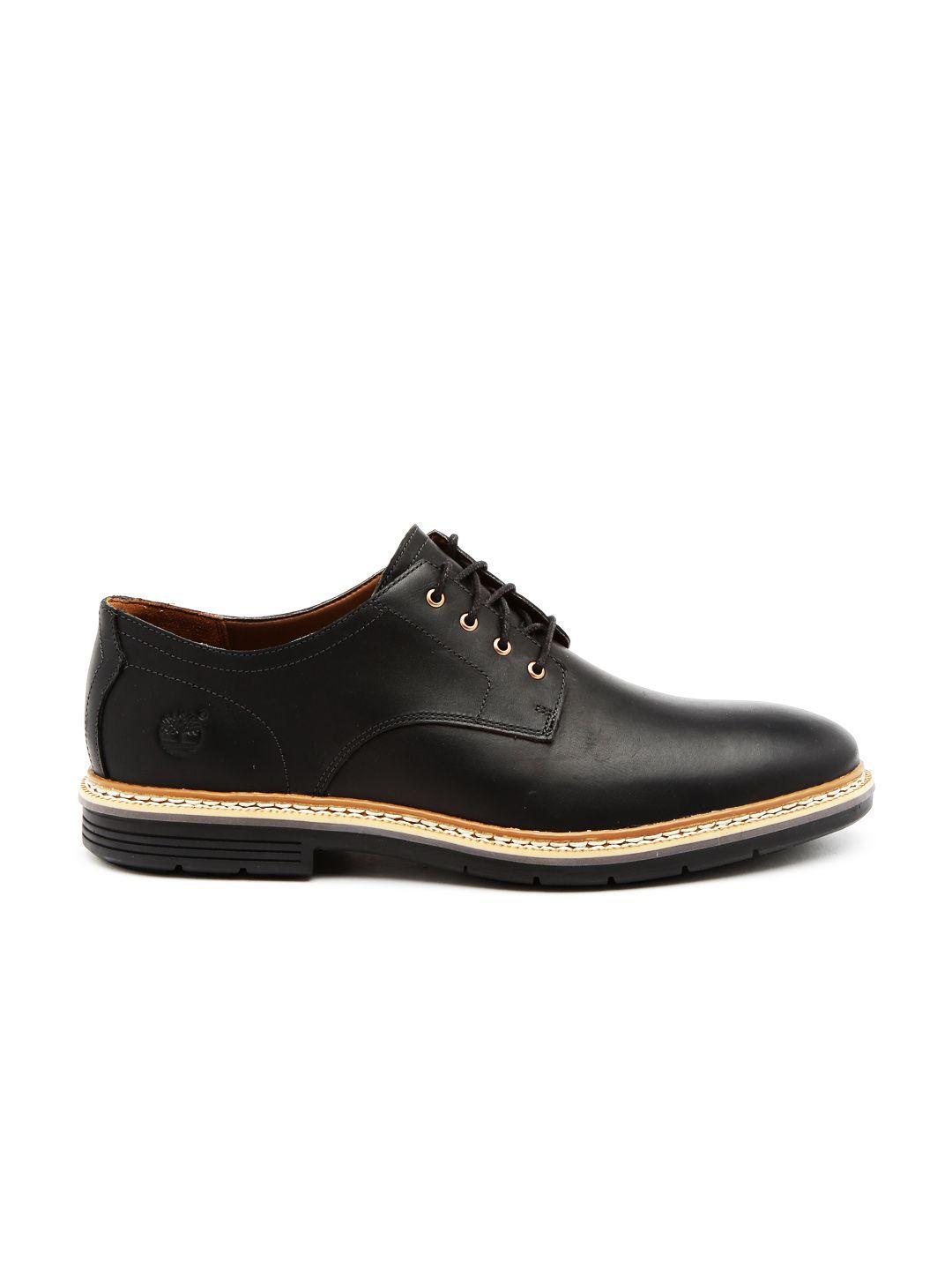 timberland men black leather derby semiformal shoes
