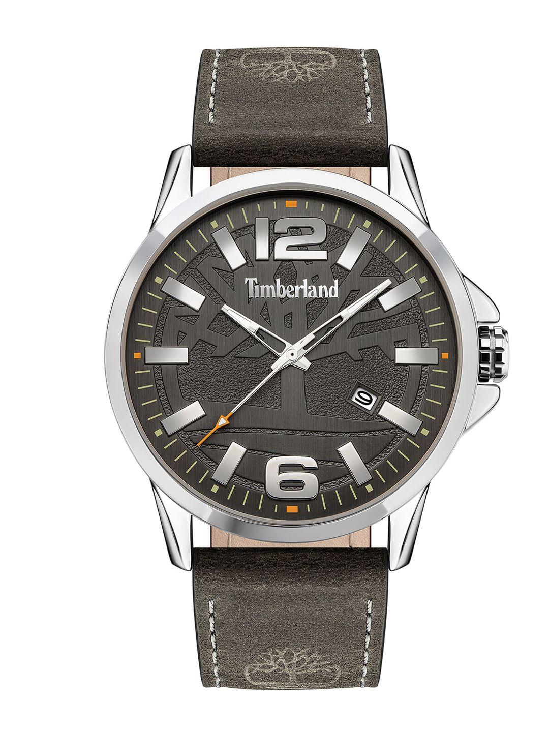 timberland men grey dial & leather strap analogue watch tdwjb2004201