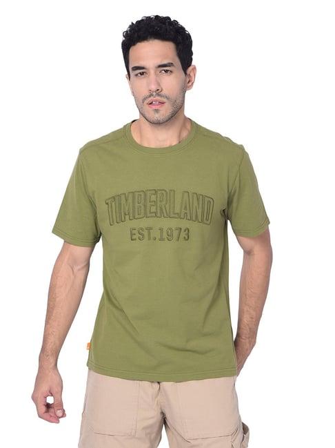 timberland olive regular fit logo print crew t-shirt