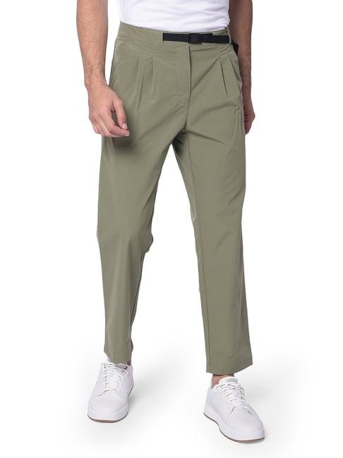 timberland olive regular fit pleated trousers