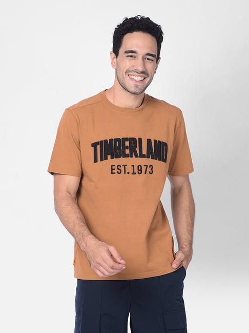 timberland wheat regular fit logo print crew t-shirt