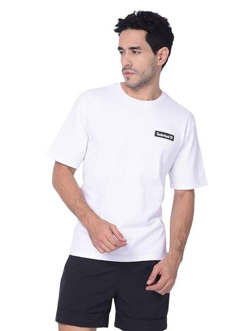 timberland white regular fit logo print crew t-shirt