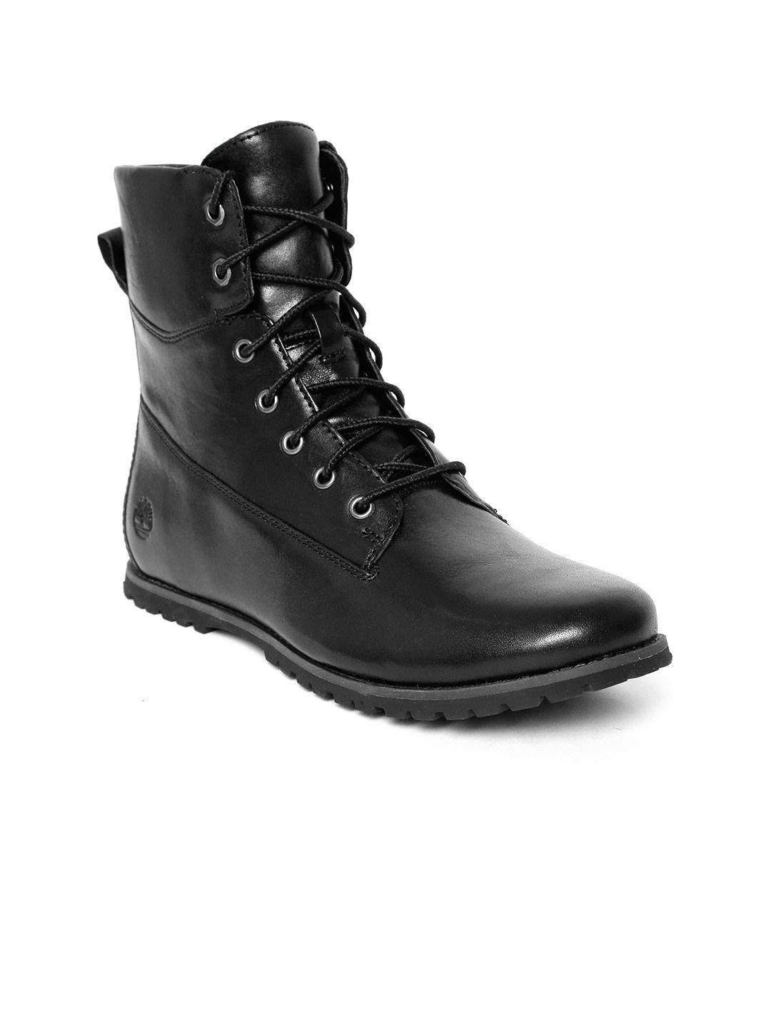 timberland women black joslin lace nubuck leather mid-top flat boots
