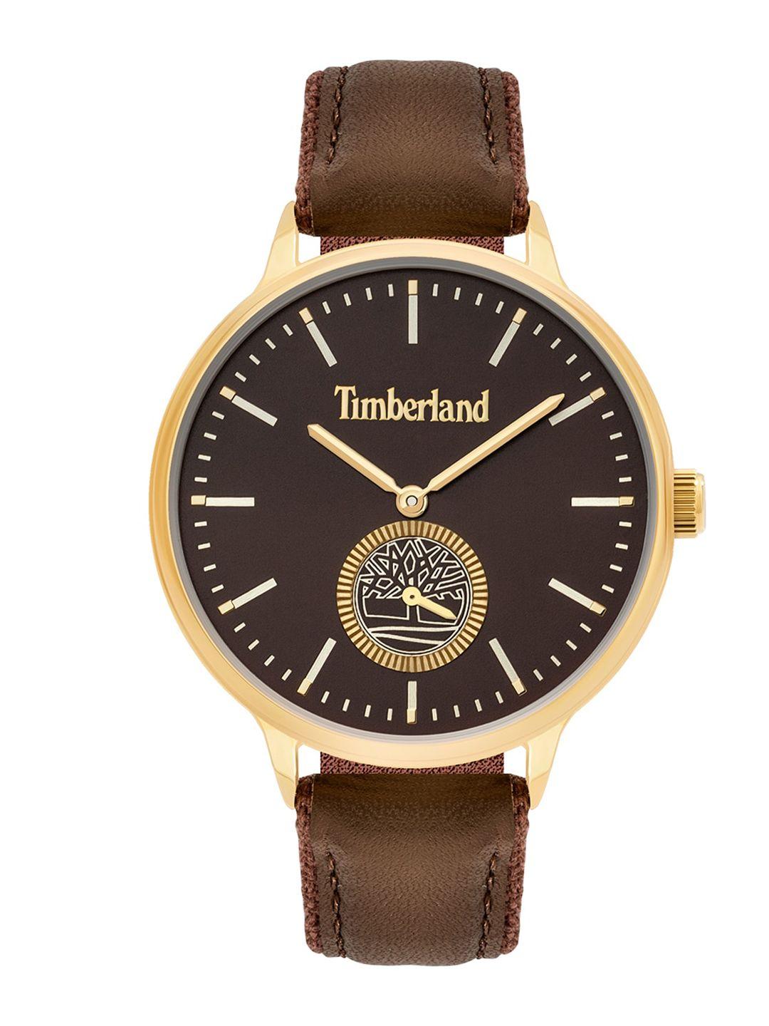 timberland women brown dial & leather strap analogue watch tbl.15645myg/12