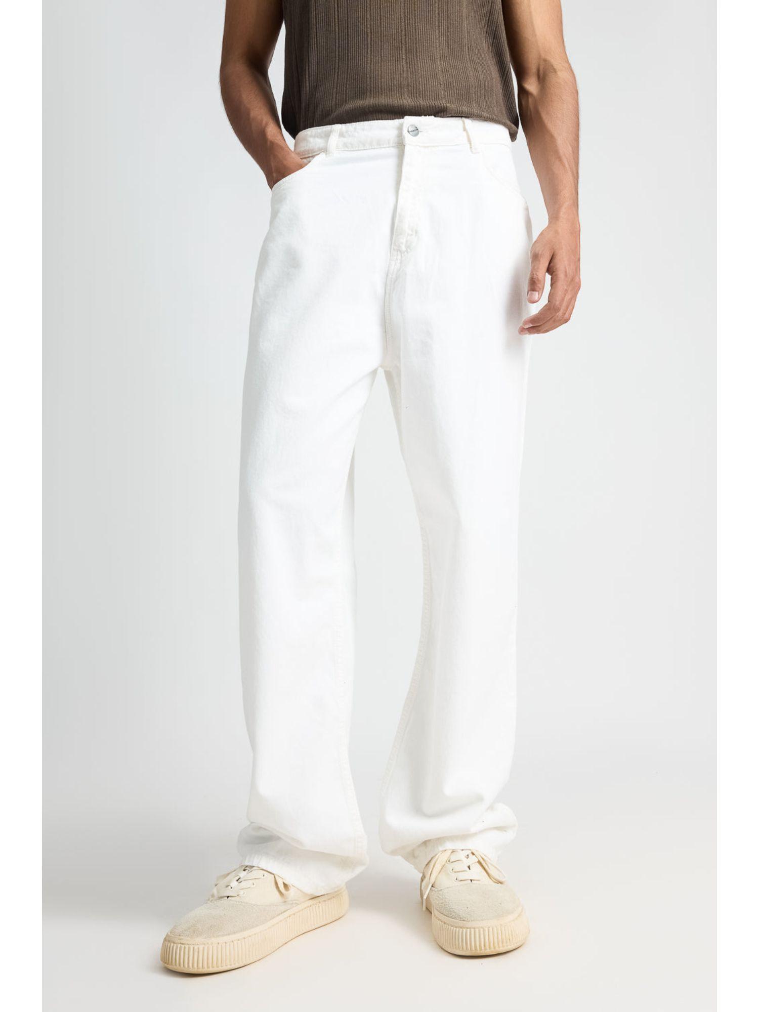 timeless white straight fit men's jeans