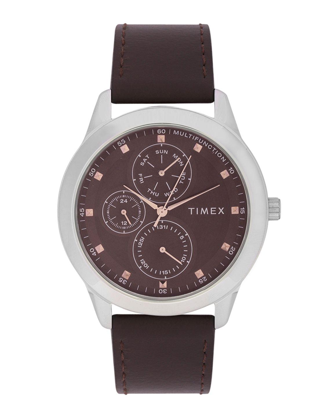 timex men brown multifunction analogue watch - tweg18501