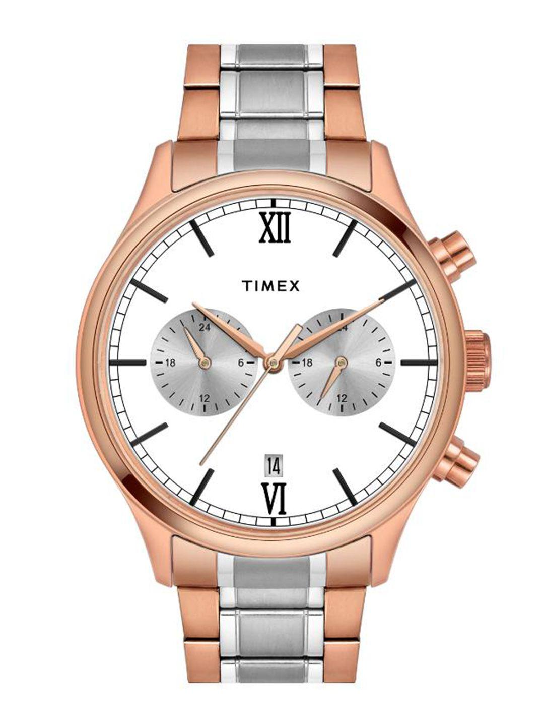 timex men dial & stainless steel bracelet style straps analogue watch tweg19810