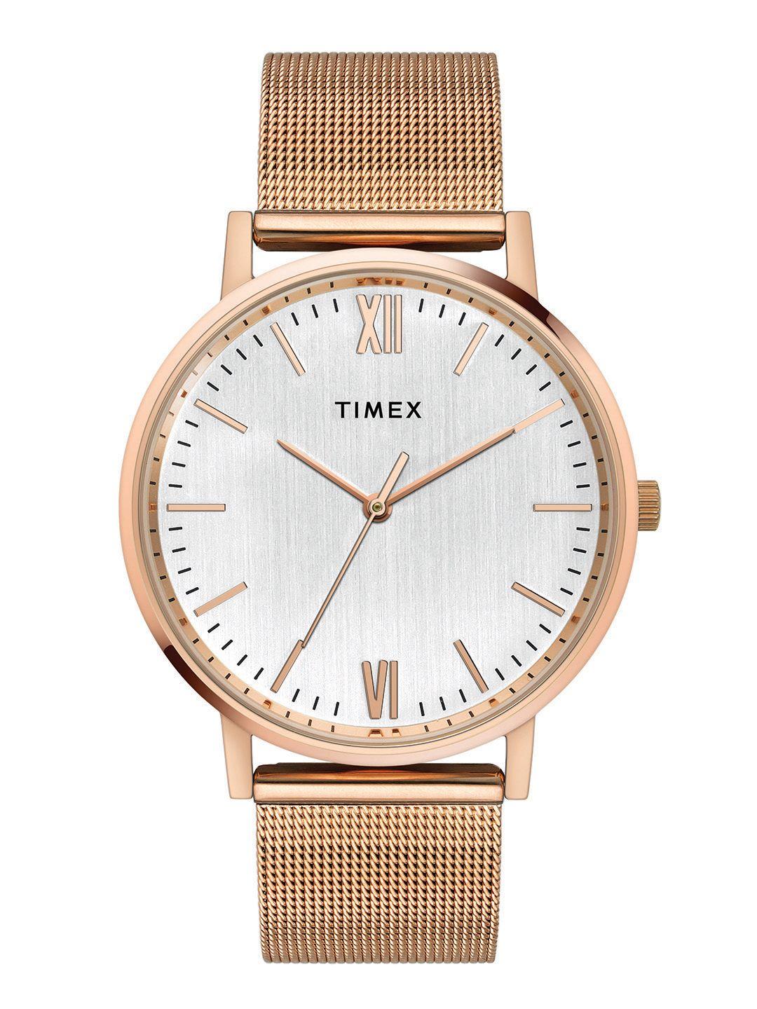 timex men gold-toned dial & gold toned multifunction watch tw0tg8011