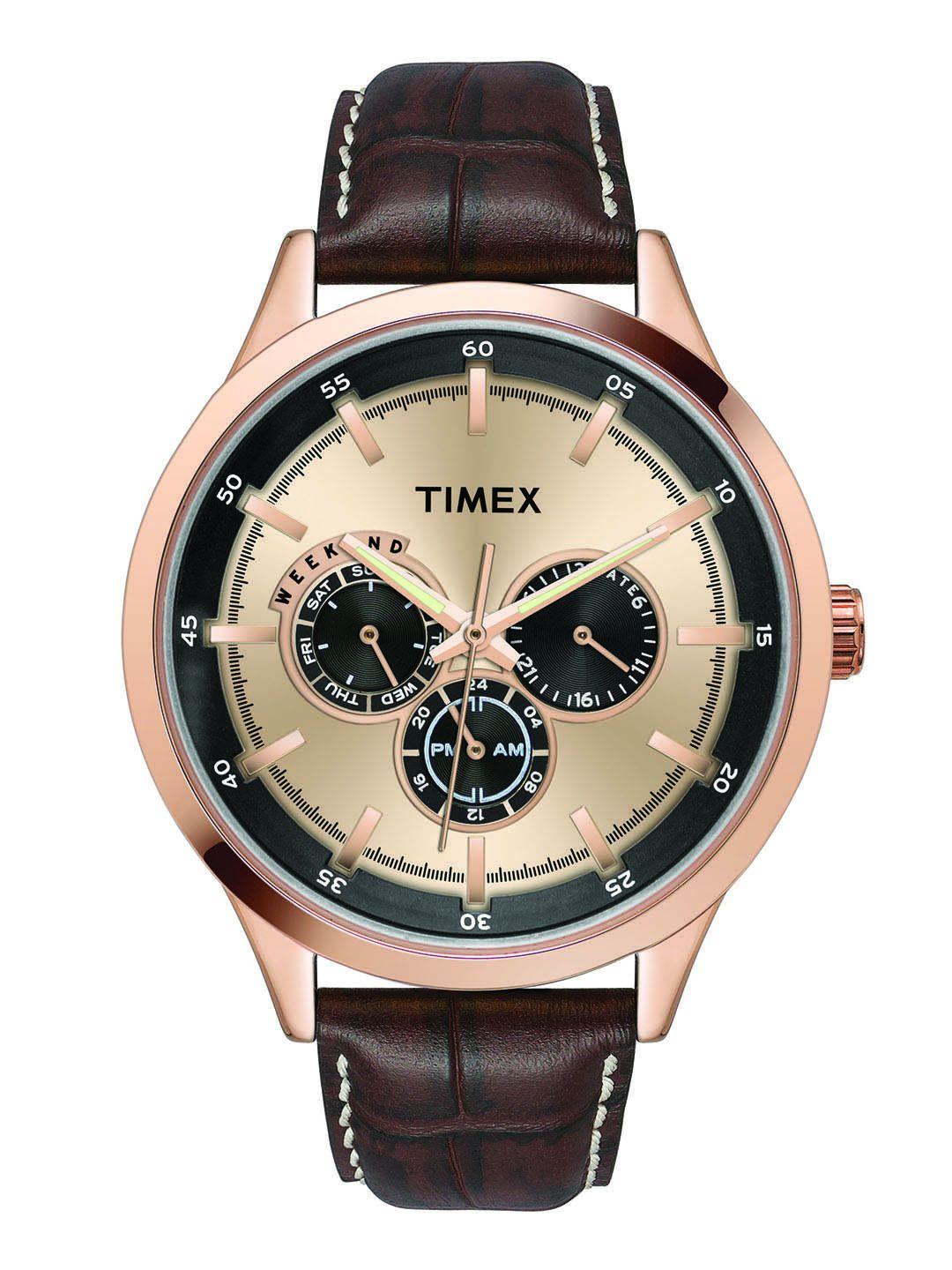 timex men rose gold-toned multifunction analogue watch - tw000t311