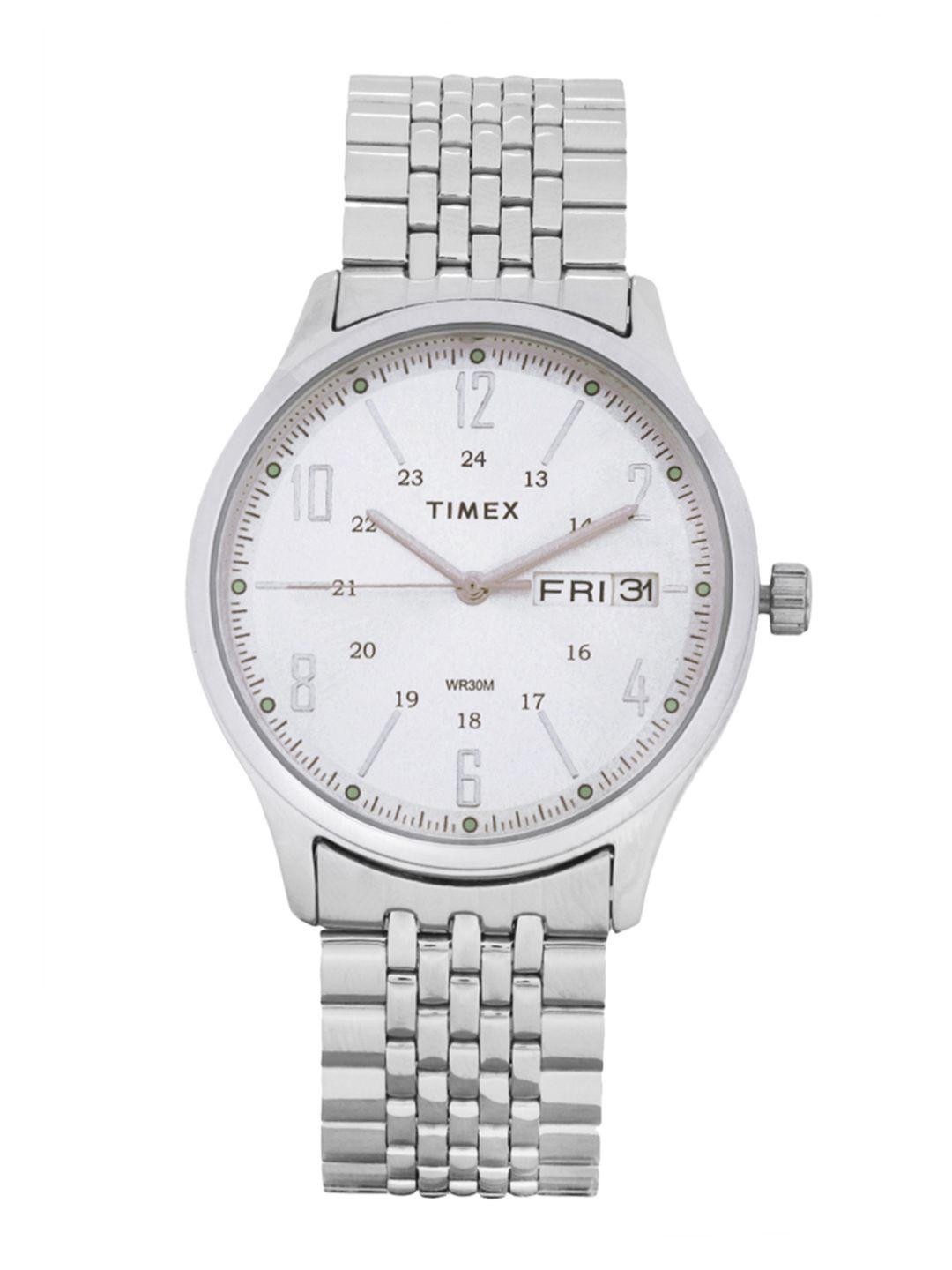 timex men silver-toned analogue watch - tw0tg6500