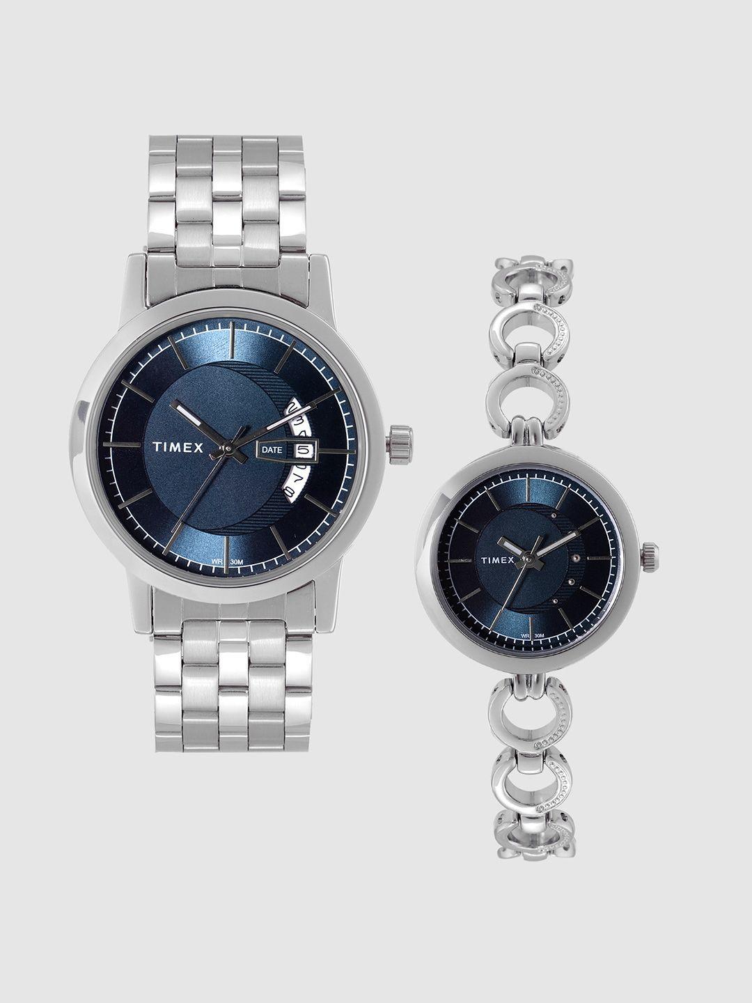 timex pairs blue analogue watch - tw00pr228