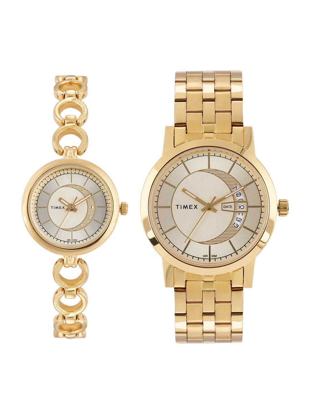 timex pairs champagne analogue watch - tw00pr229