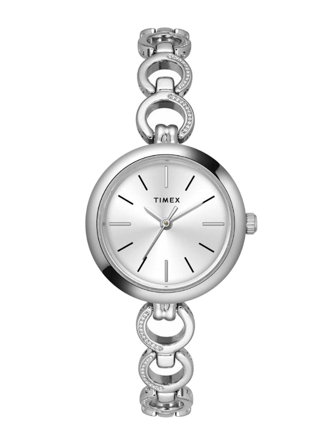timex women brass dial & bracelet style straps analogue watch twel11432