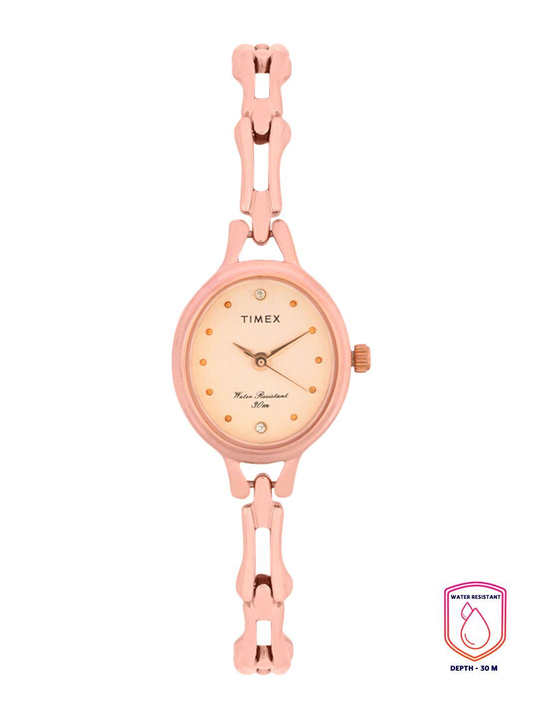 timex women rose gold-toned analogue watch - tw0tl9309