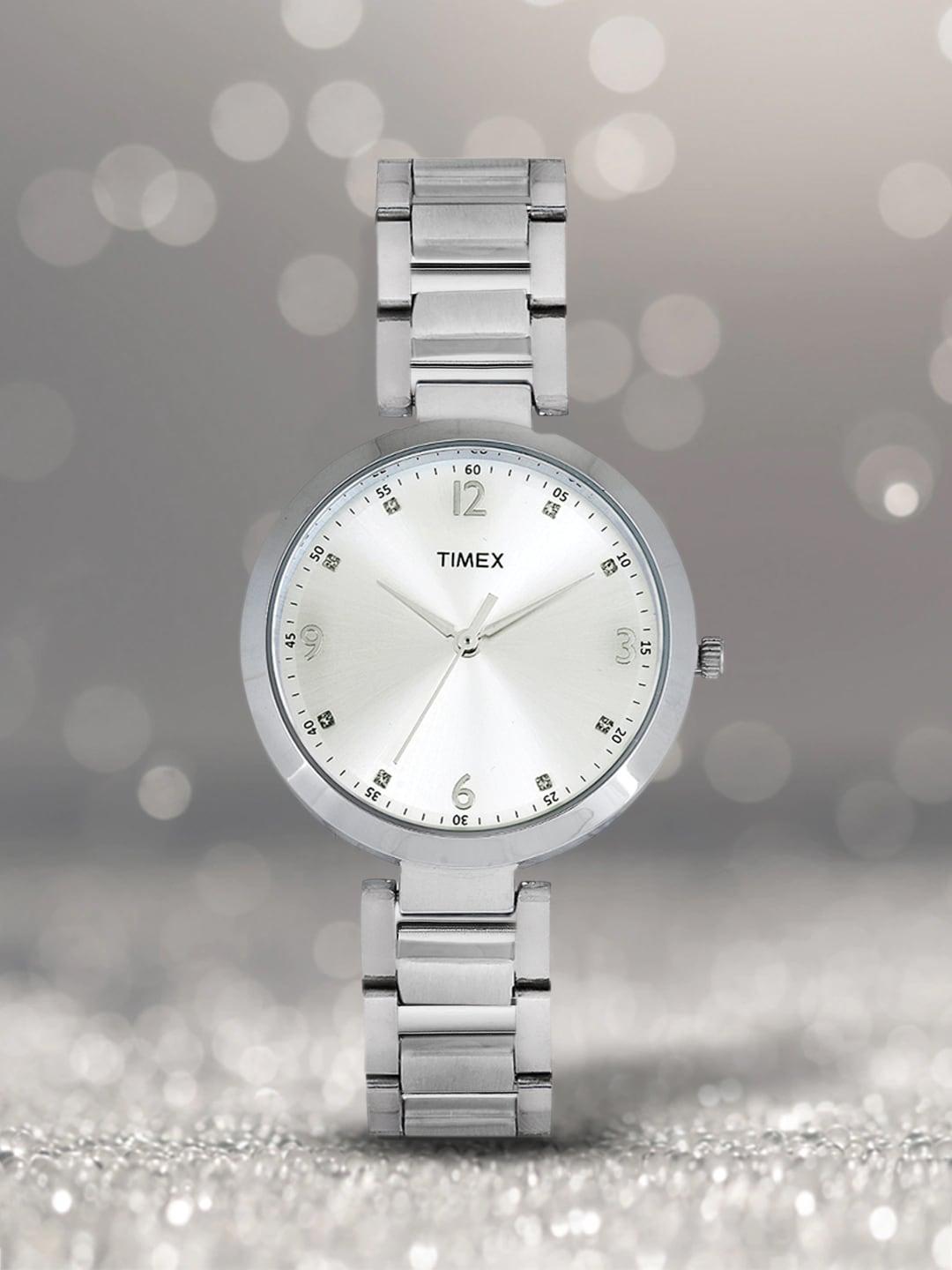 timex women silver-toned analogue watch - tw000x202