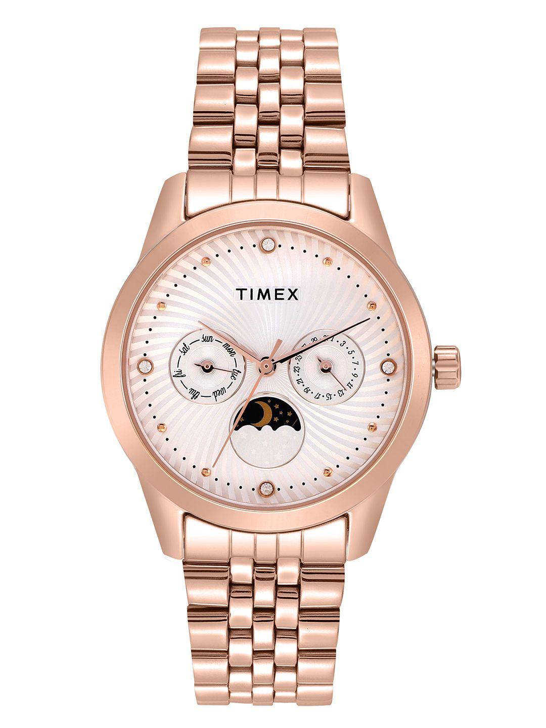 timex women silver-toned multifunction analogue watch - twel13106