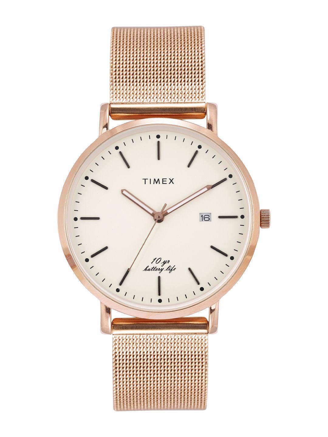 timex men beige analogue watch - tweg17708