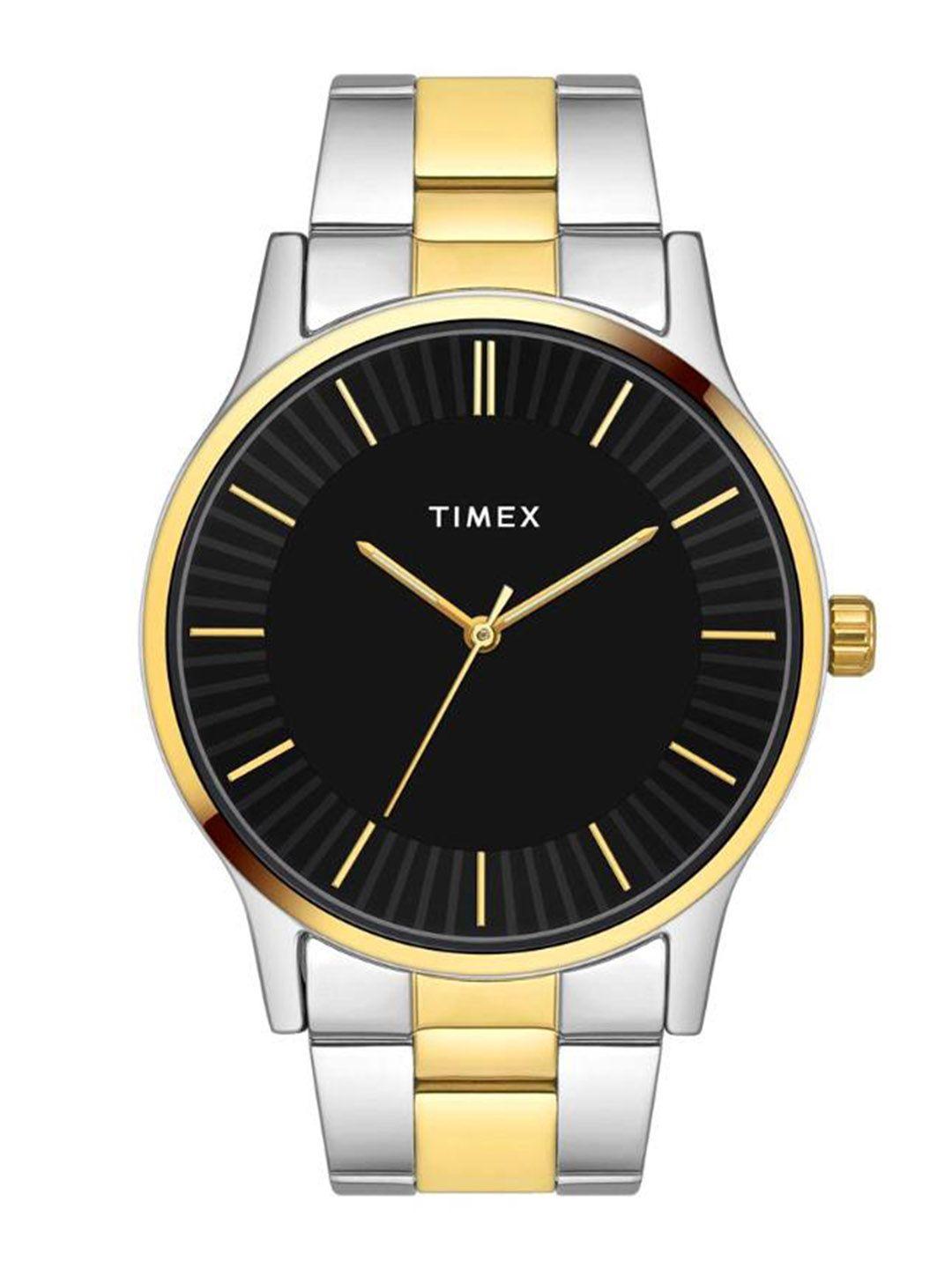 timex men brass dial & stainless steel bracelet style straps analogue watch tw0tg8307