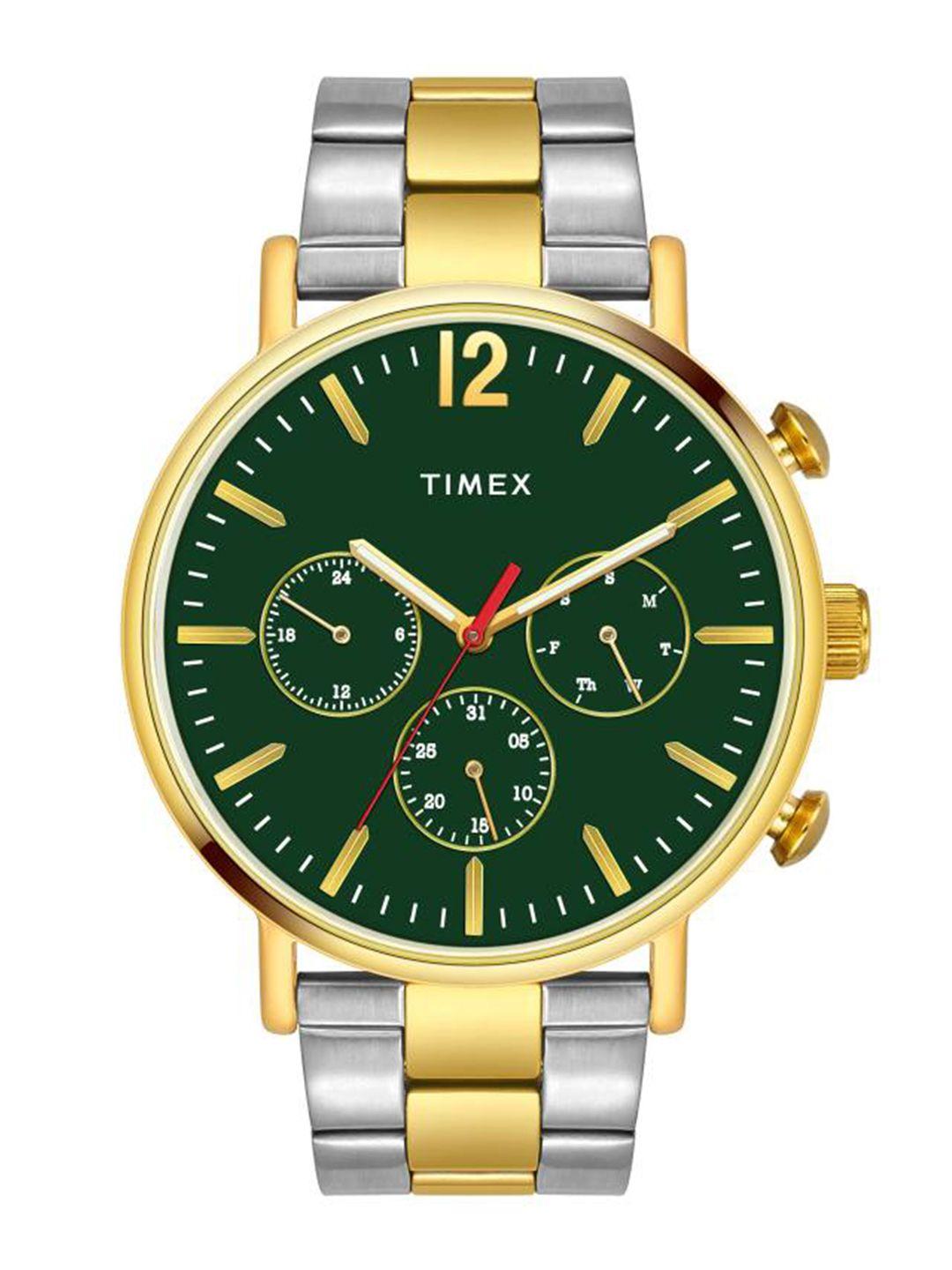 timex men brass dial & stainless steel bracelet style straps analogue watch tweg20008