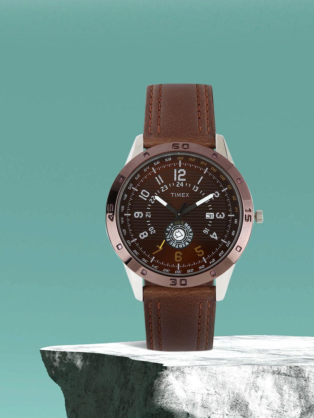 timex men brown dial watch ti000u90300