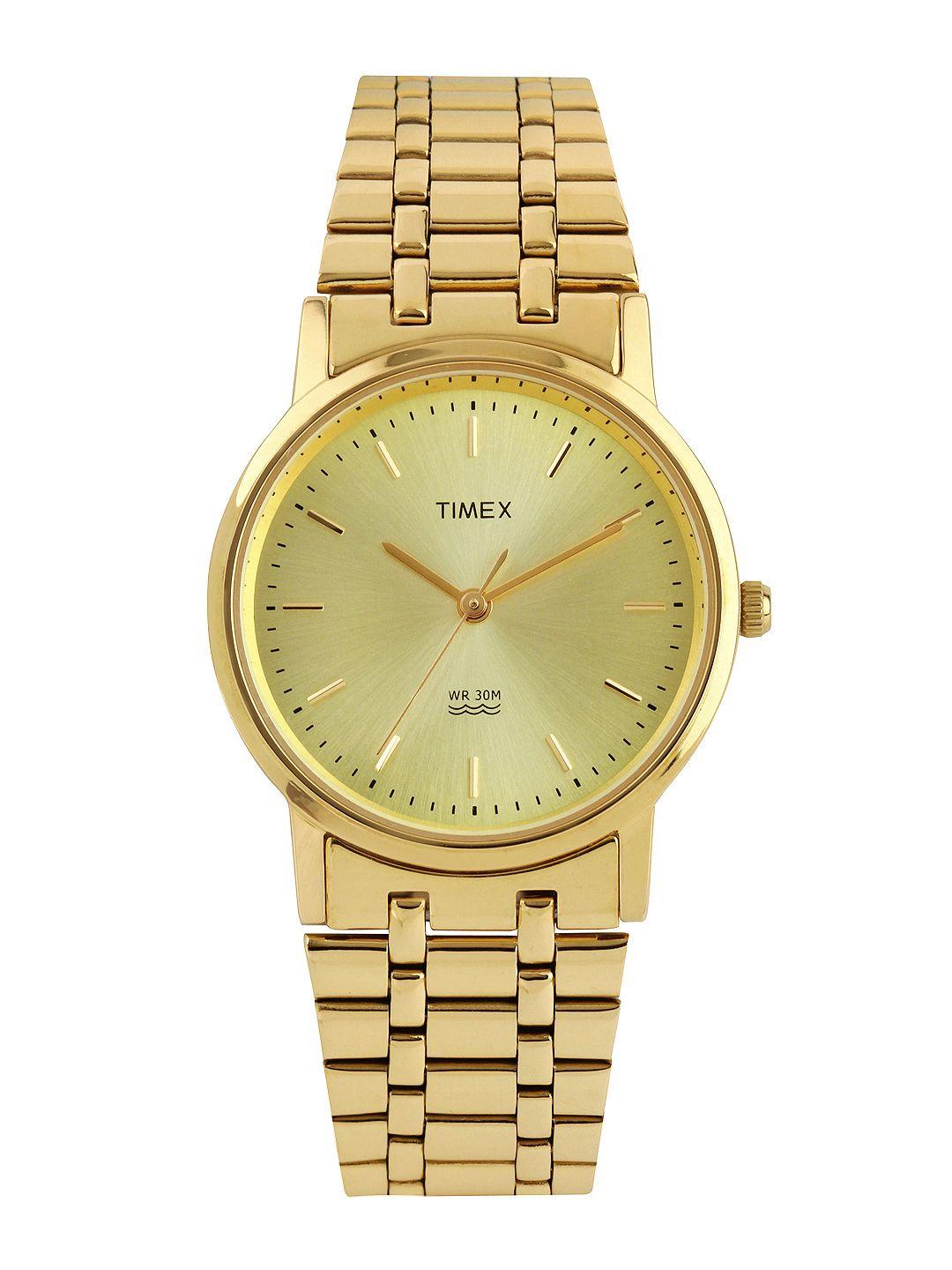 timex men muted gold-toned dial watch a304