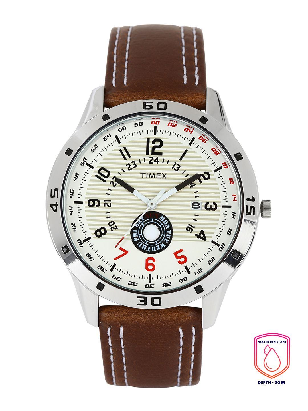 timex men off-white dial watch ti000u90000