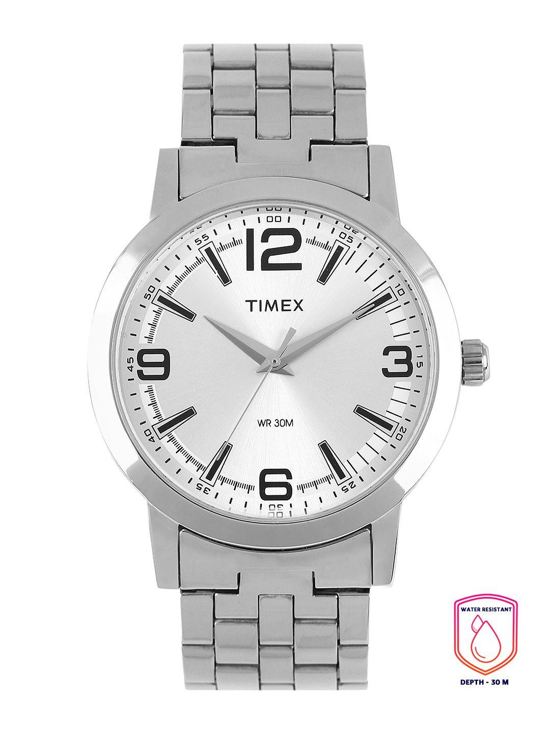 timex men silver-toned analogue watch - ti000t11200