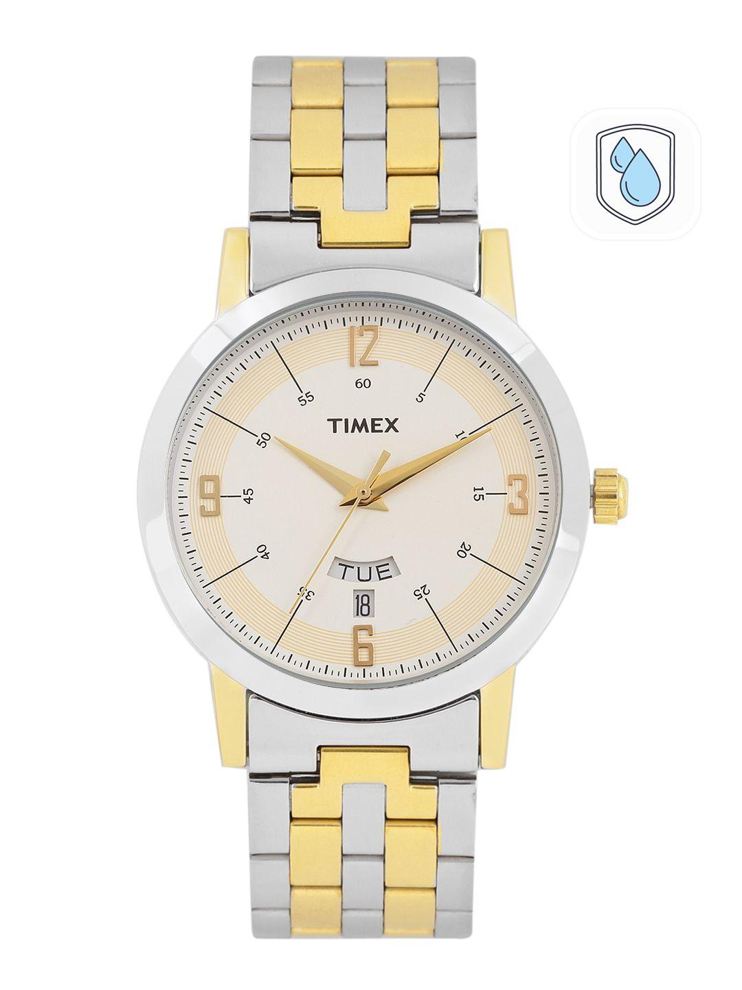 timex men silver-toned analogue watch - tw000t120