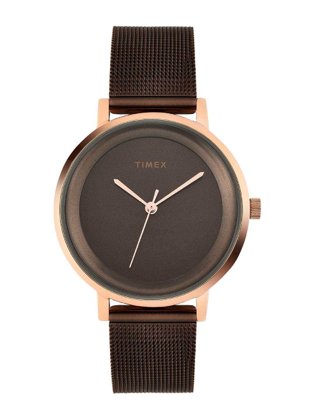 timex women brass dial & stainless steel bracelet style straps analogue watch twel129smu03