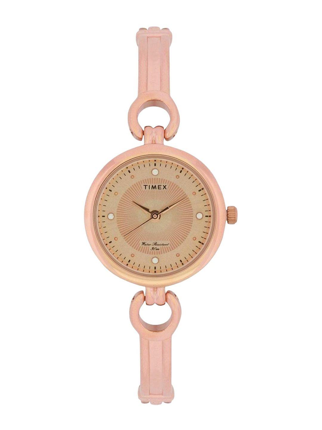 timex women embellished dial & bracelet style straps analogue watch twel11425