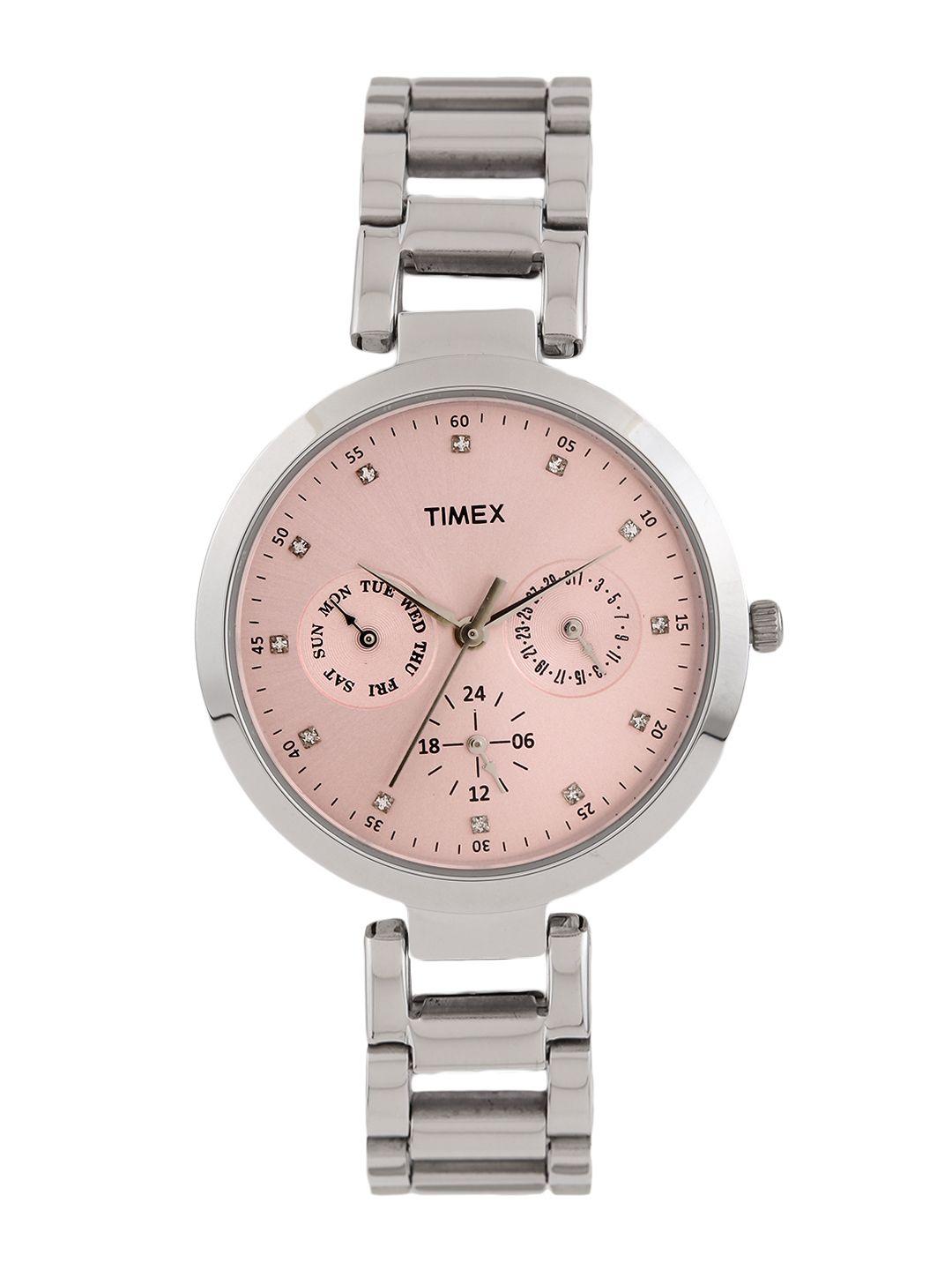 timex women pink multifunction analogue watch - tw000x206