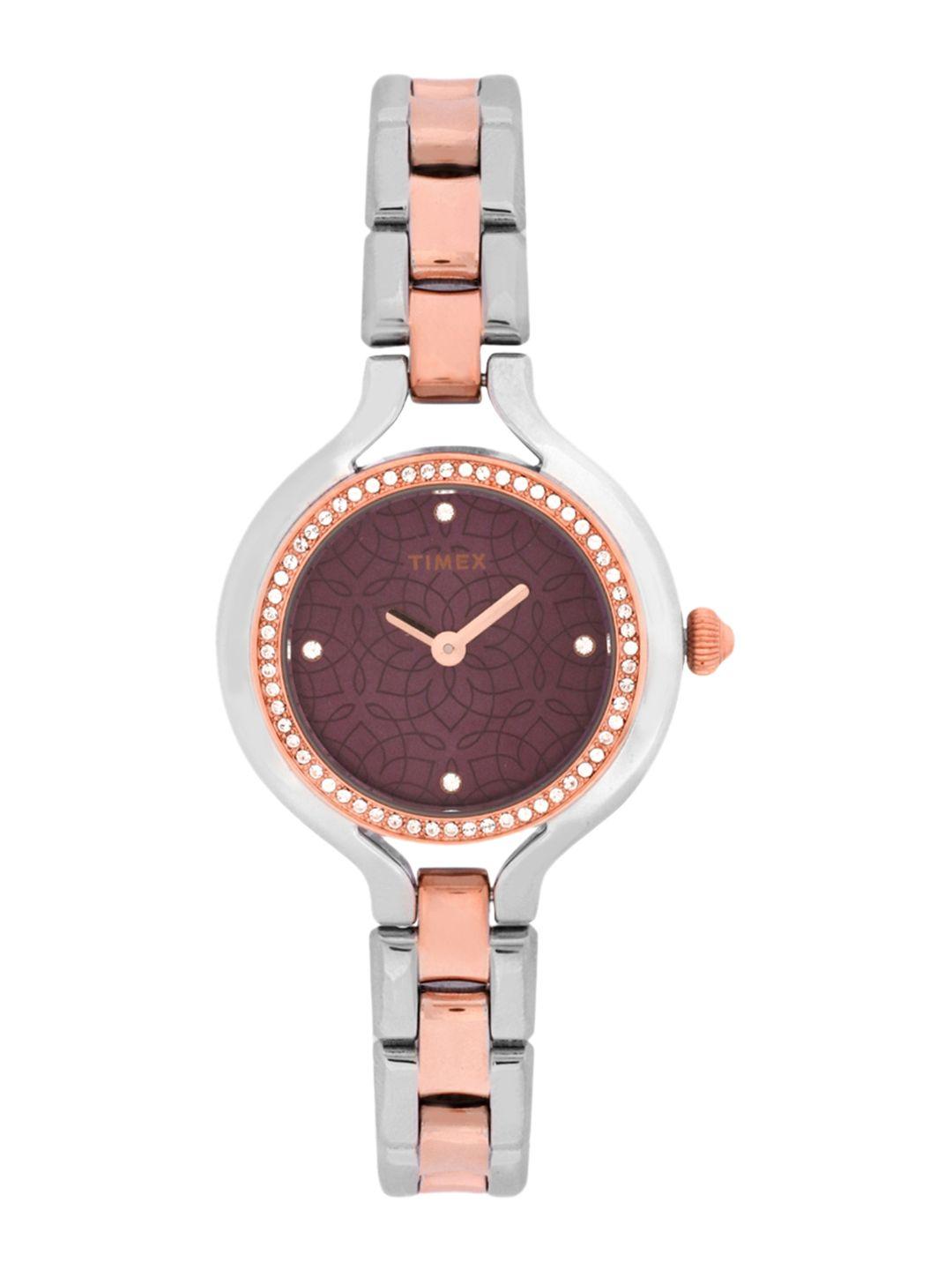 timex women purple analogue watch - twel14004